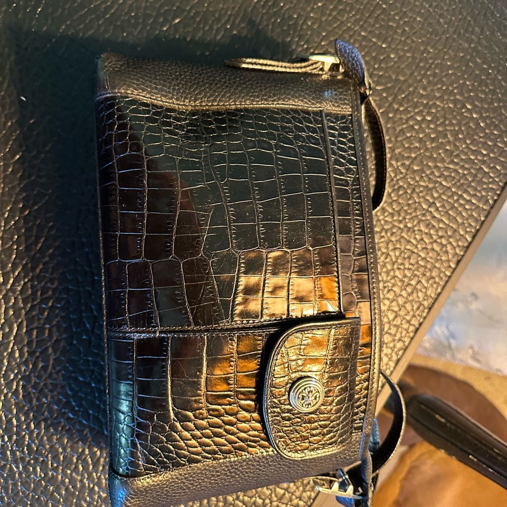Black Crocodile Embossed shoulder bag